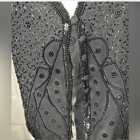 Spenser Jeremy black beaded silk vest Size Medium - Picture 6 of 8